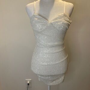 Sparkling White Sequin Dress
